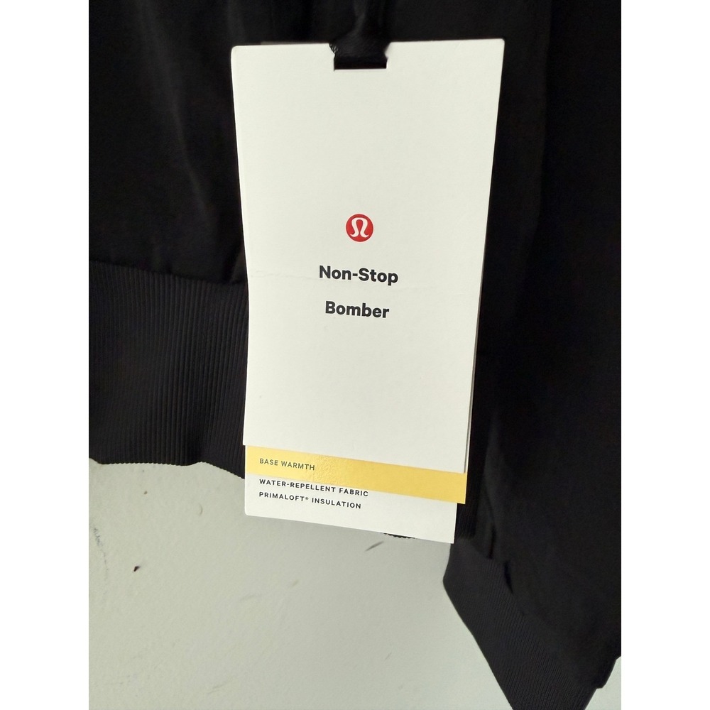 Lululemon Non-Stop Bomber Jacket Black Women PrimaLoft New NWT 8 Corporate Logo - Picture 4 of 16